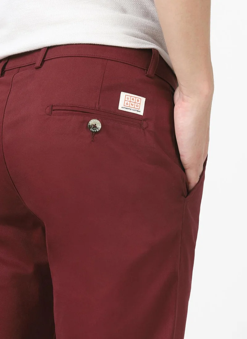 Urbano Fashion  Urbano Fashion Men's Dark Maroon Cotton Slim Fit Casual Chinos Trousers Stretch for Men | Best Price UAE